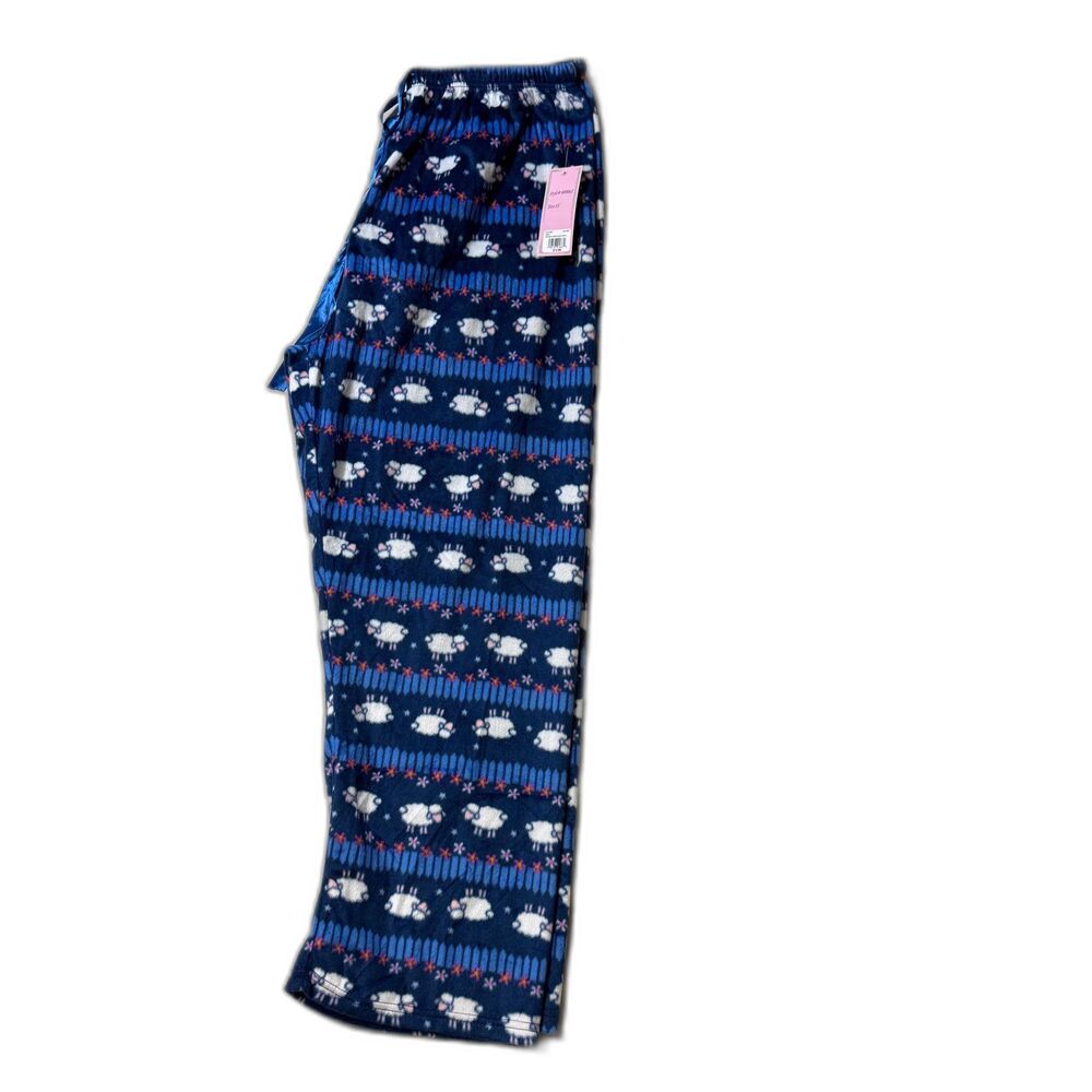 NWT Counting Sheep Pajama Pant Women 1X Fleece Soft Blue Cozy Warm Casual Summer